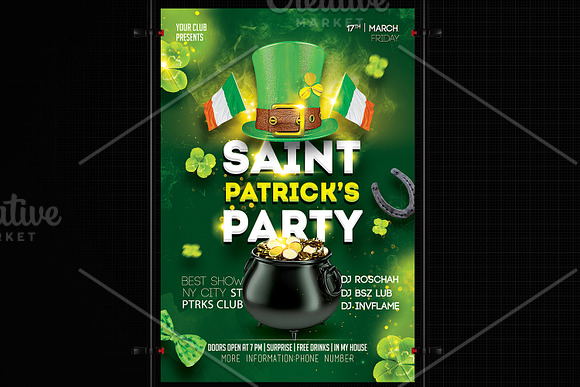 St. Patricks Day Party Flyer in Flyer Templates - product preview 3