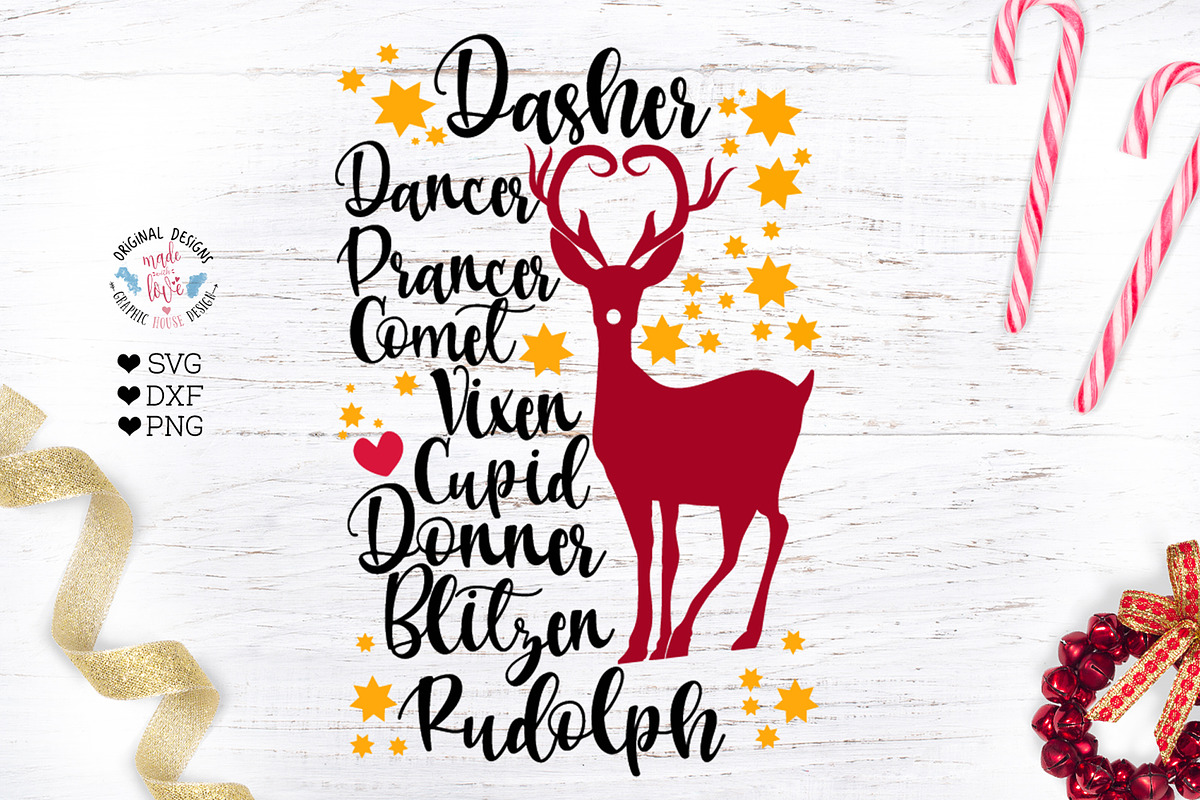 Reindeer Names Cut File in Illustrations - product preview 8