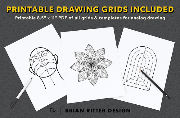 Drawing Grid Brushes for Procreate in Add-Ons - product preview 1