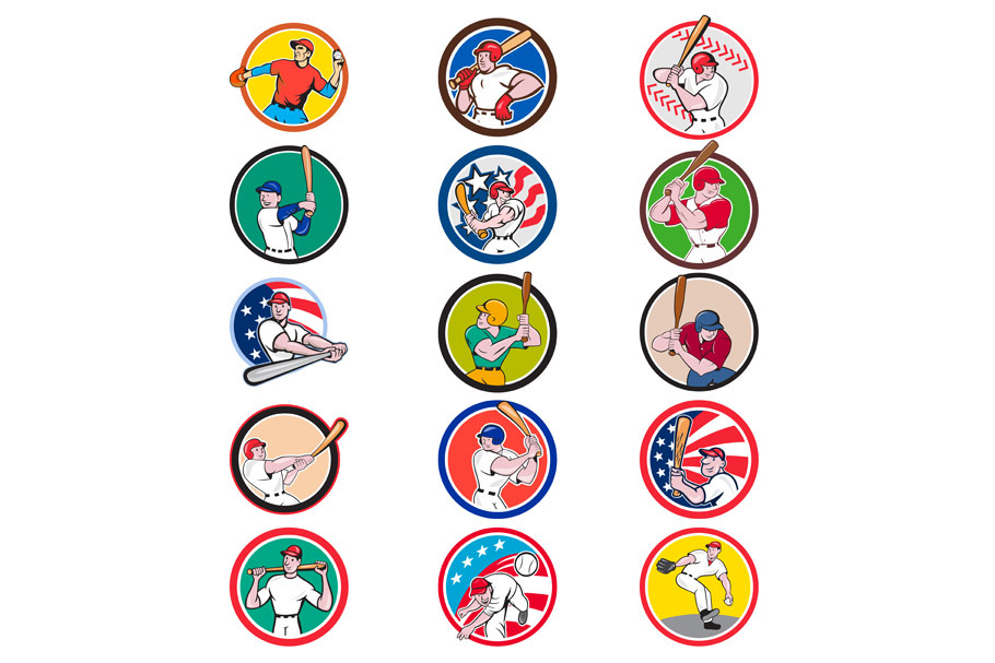 Cartoon Baseball Icon Collection