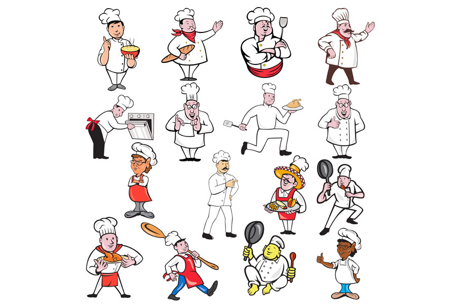 Chef Baker Cook Cartoon Set
