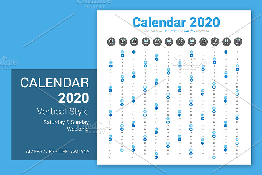 Calendar 2020 Vertical Design in Stationery Templates - product preview 8