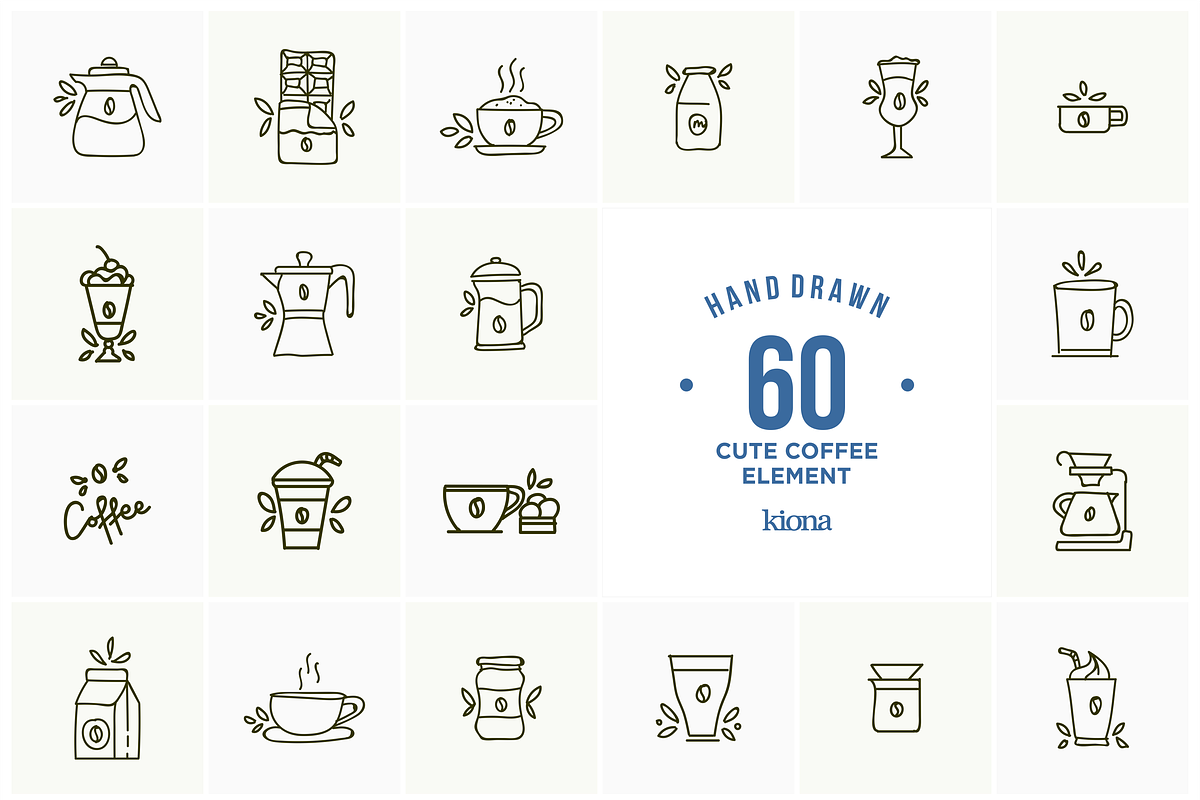Hand Drawn Cute Coffee Shop Element in Illustrations - product preview 8