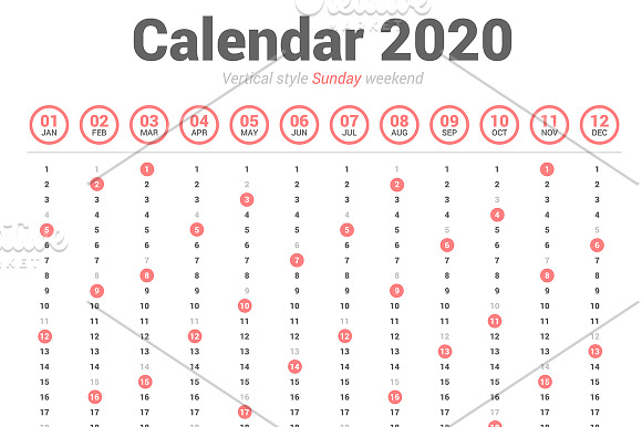 Calendar 2020 Vertical Design in Stationery Templates - product preview 1