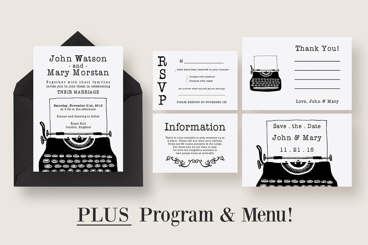 Vintage Typewriter Wedding Suite in Wedding Templates - product preview 8