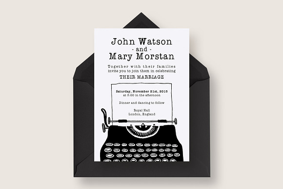 Vintage Typewriter Wedding Suite in Wedding Templates - product preview 2
