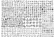 Mega set of hand drawn icons - web