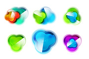 Set of glass glossy abstract shapes