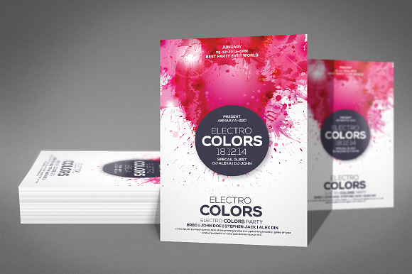 Electro Colors Flyer Template in Flyer Templates - product preview 2
