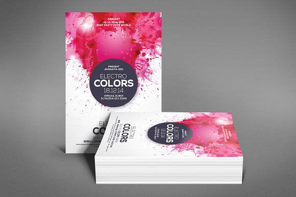 Electro Colors Flyer Template in Flyer Templates - product preview 3