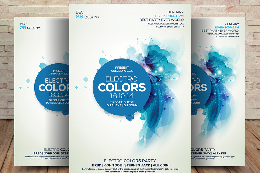 Electro Colors Club Flyer in Flyer Templates - product preview 8