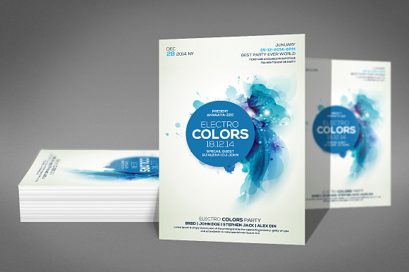 Electro Colors Club Flyer in Flyer Templates - product preview 2