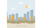 Autumn city with sky-scrapers