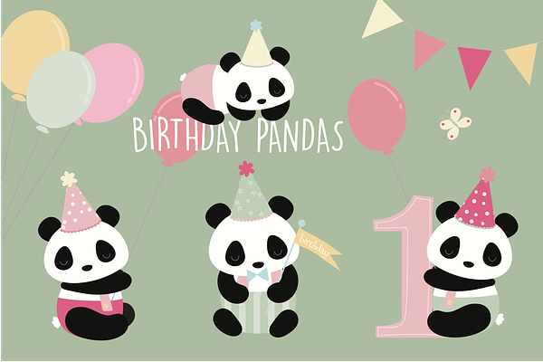 Birthday Pandas set