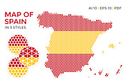 Spain Map in 3 Styles
