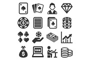Poker Casino Gambling Icons Set on