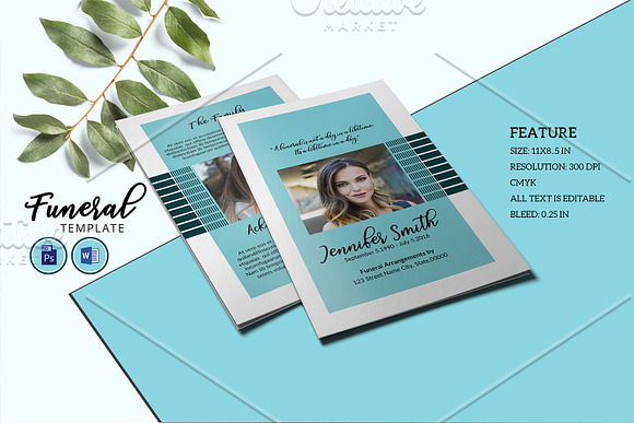 Funeral Program Template-V916 in Brochure Templates - product preview 1