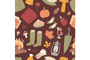 Autumn items seamless pattern
