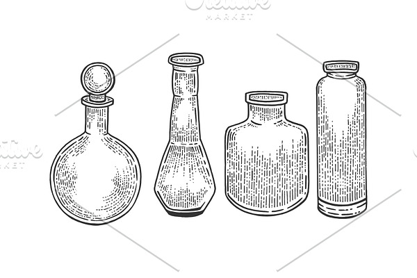 Chemical laboratory flasks sketch