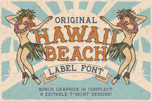 Hawaii Beach. Font & T-shirts