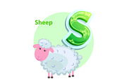 Letter S for Sheep cartoon alphabet