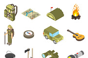 Set of hiking and camping icons