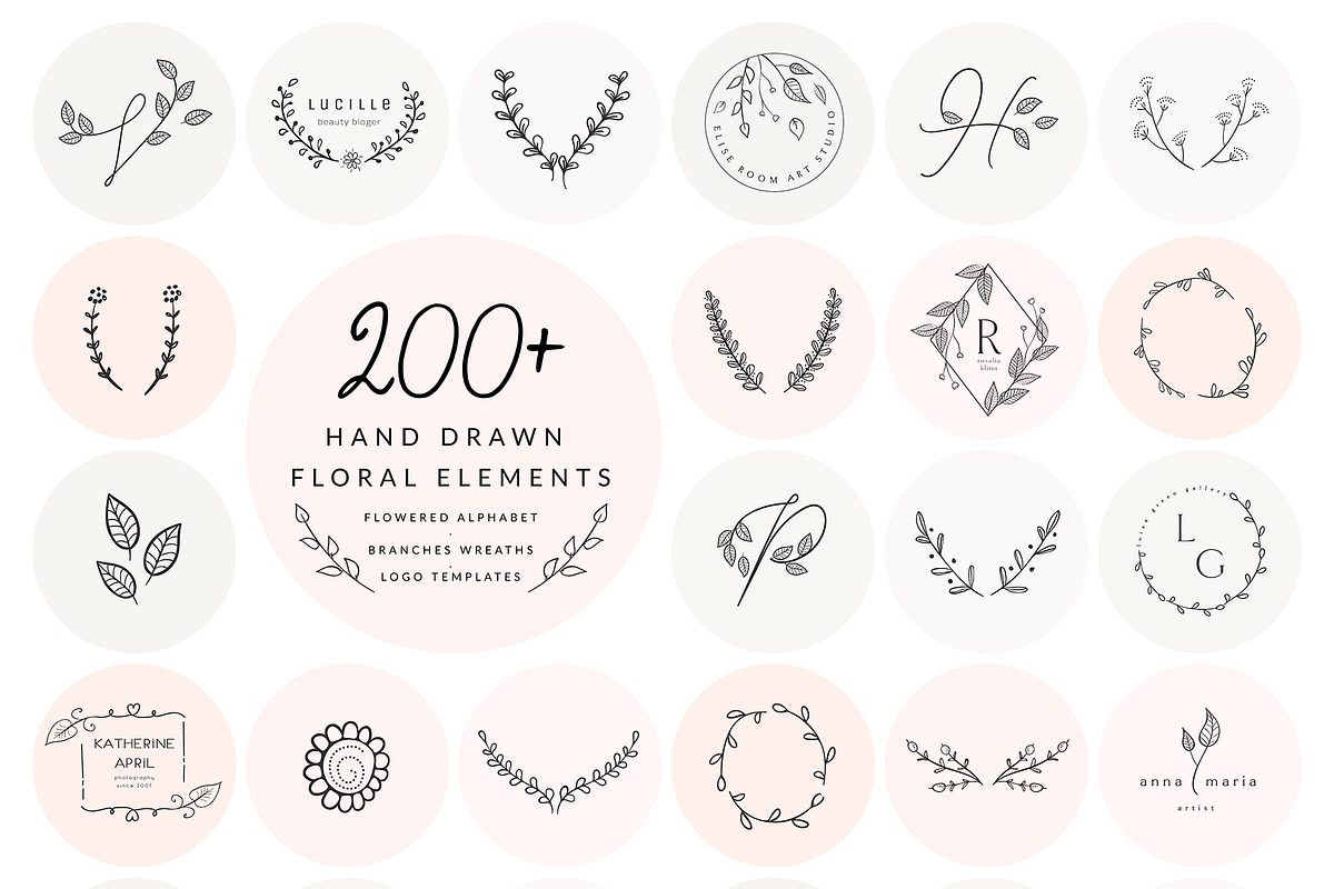 200+ Floral Elements~EPS,SVG,PSD,PNG in Graphics - product preview 8