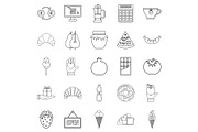 Hash house icons set, outline style