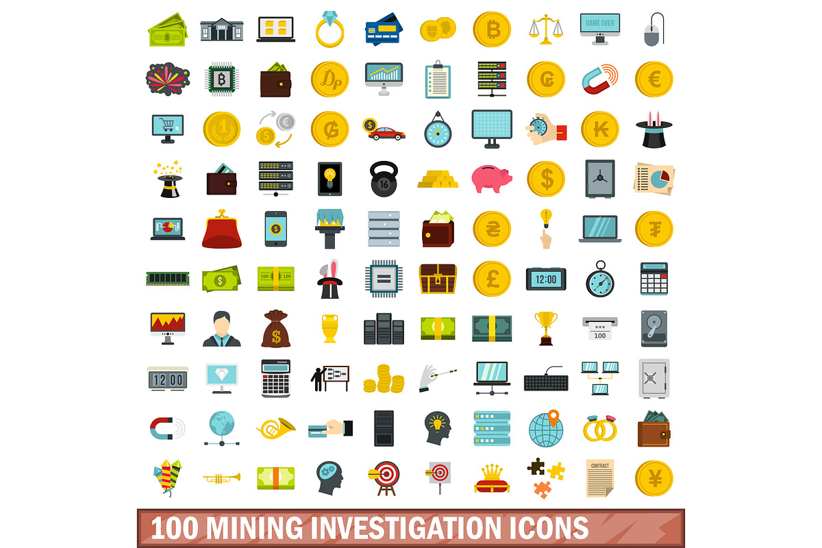 100 mining investigation icons set in Illustrations - product preview 8