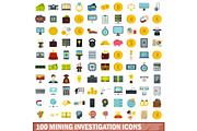 100 mining investigation icons set
