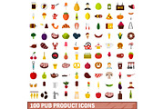 100 pub product icons set