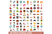 100 vogue journal icons set