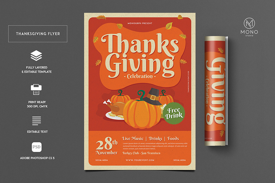 Thanksgiving Flyer in Flyer Templates - product preview 8