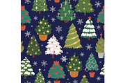 Seamless christmas trees, firs and