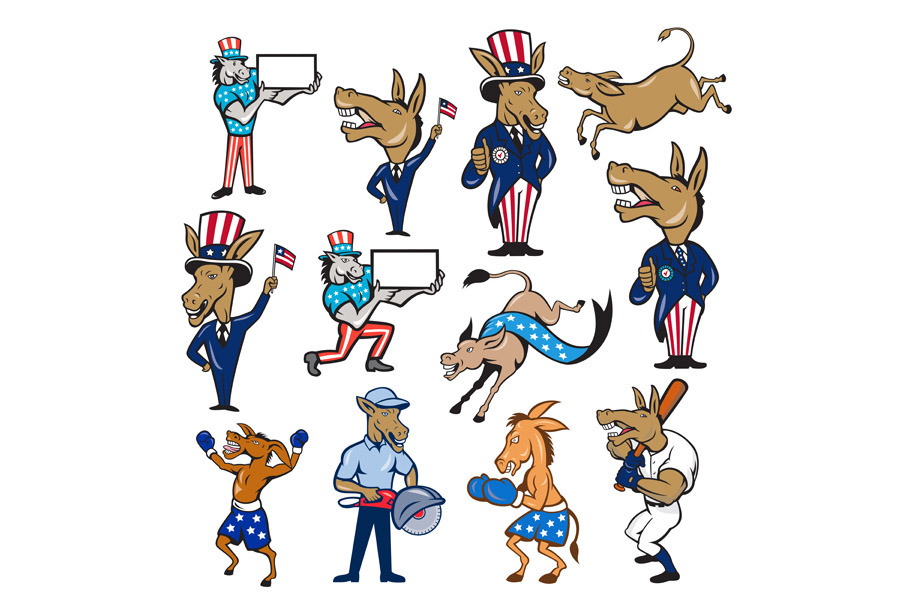 Donkey Mascot Cartoon Set