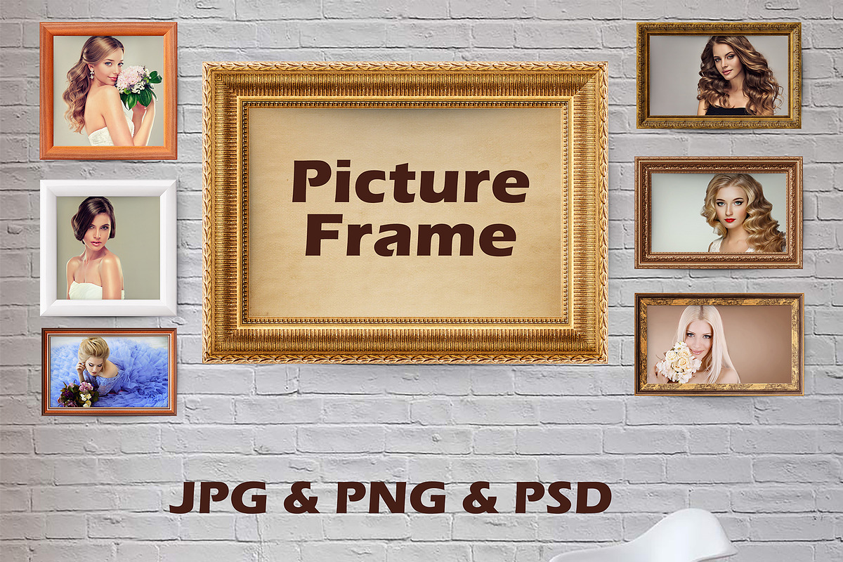 7 Picture Frames, Golden Frame in Objects - product preview 8