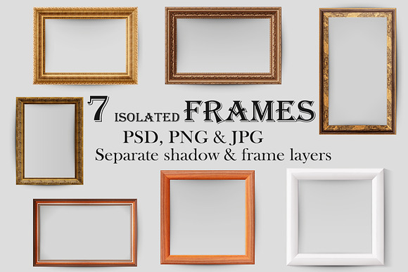 7 Picture Frames, Golden Frame in Objects - product preview 1