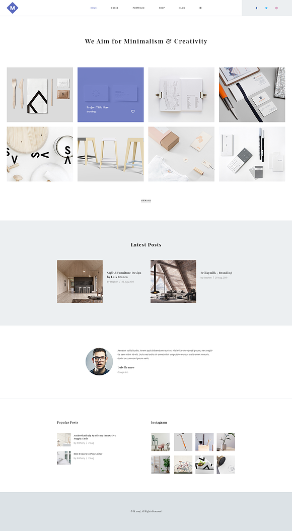 M - Minimal PSD Portfolio Template in Landing Page Templates - product preview 1