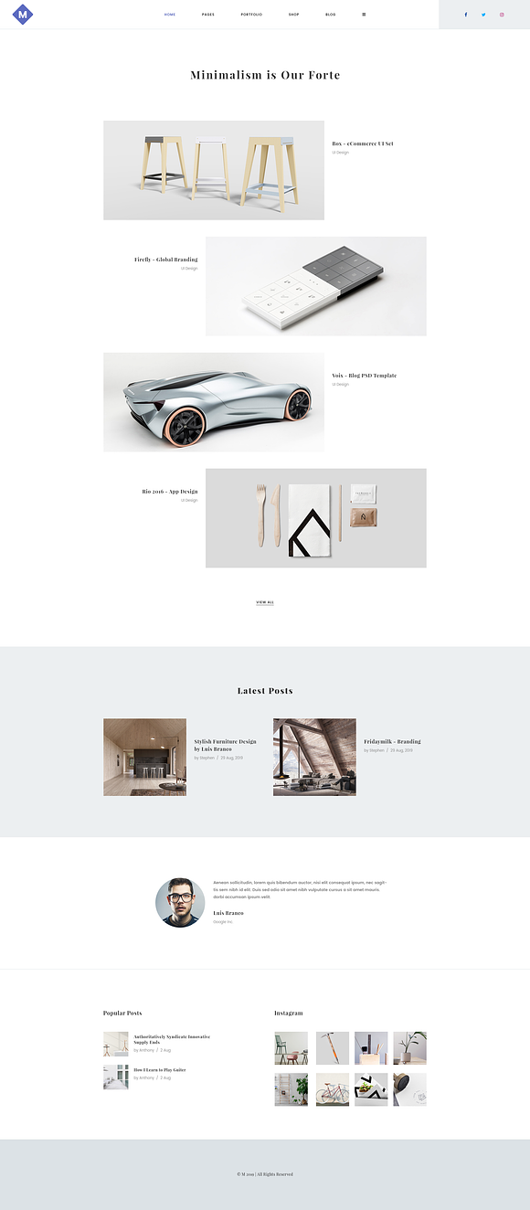 M - Minimal PSD Portfolio Template in Landing Page Templates - product preview 3