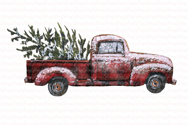 Christmas plaid truck