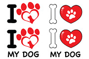 I Love Paw Print. Collection - 03
