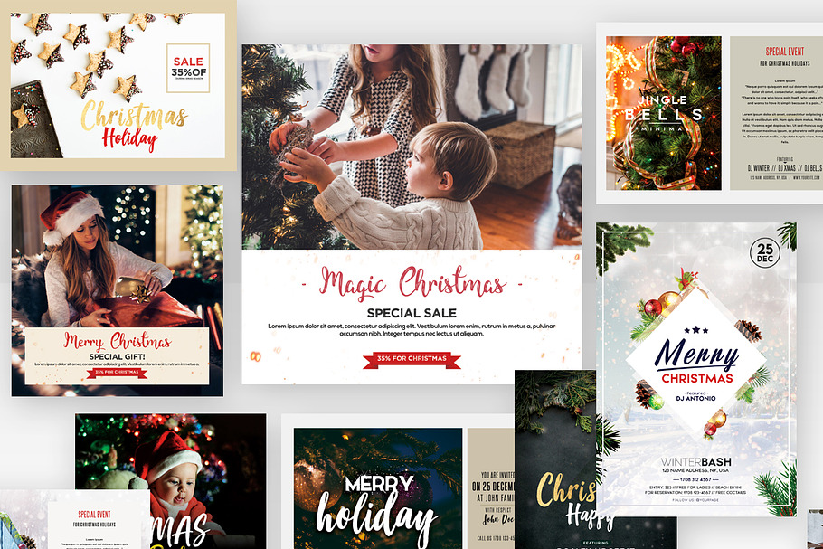 Set of Christmas Cards Kit & Flyers in Flyer Templates - product preview 8