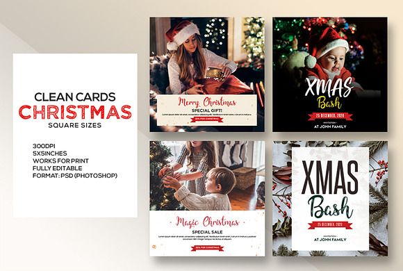 Set of Christmas Cards Kit & Flyers in Flyer Templates - product preview 1