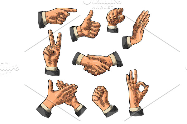 Male Hand sign. Like, Handshake, Ok