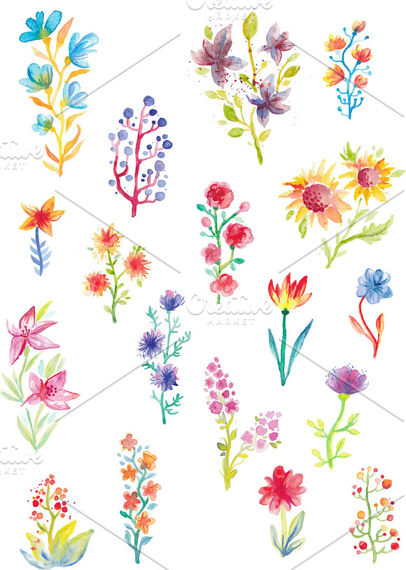 Watercolor Flowers in Objects - product preview 1