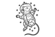 Cartoon mouse astronaut sketch
