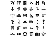 Travel time icons set, simple style