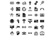 Video film icons set, simple style
