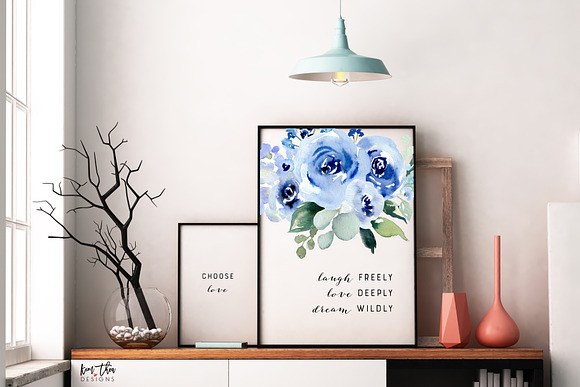Blue Roses with Greenery in Illustrations - product preview 7