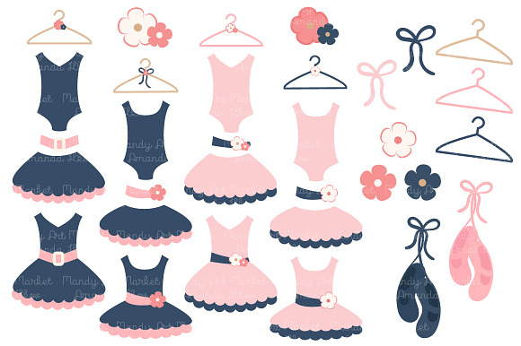 Navy & Blush Ballet Tutus Clipart in Illustrations - product preview 1